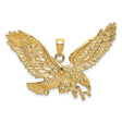 10k Yellow Gold Eagle Pendant with Outstretched Wings, Patriotic Wildlife Design for Men
