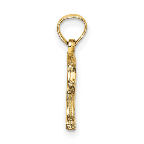 10k Yellow Gold Bear Pendant, Walking Wildlife Charm with Nature-Inspired Design for Men or Unisex