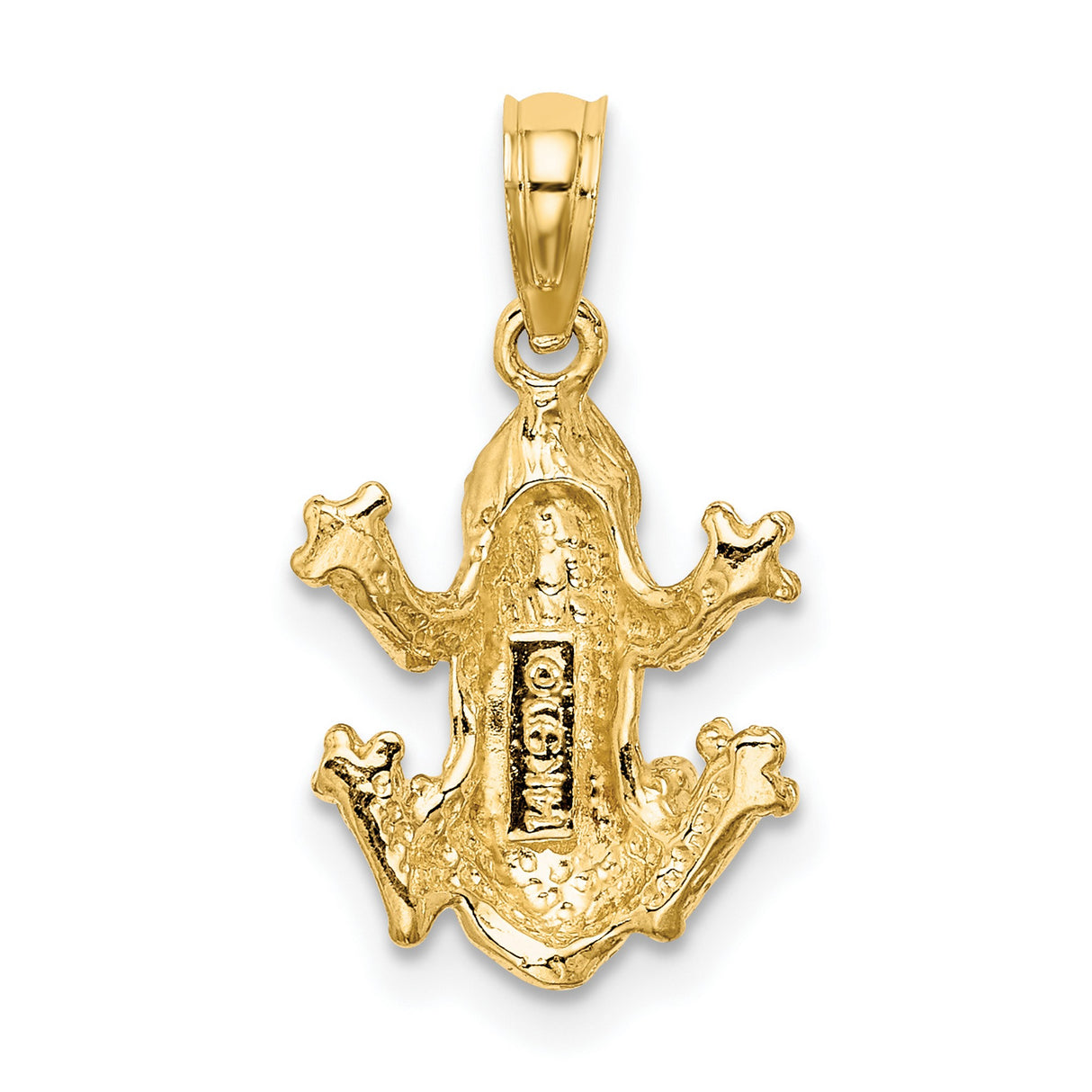 10k Yellow Gold Frog Pendant, Textured Animal Totem Jewelry for Women or Men