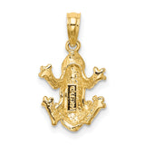 10k Yellow Gold Frog Pendant, Textured Animal Totem Jewelry for Women or Men