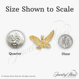 10k Yellow Gold Eagle Pendant with Spread Wings and Talons, Patriotic Animal Jewelry for Men