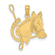 10k Yellow Gold Horse Head Pendant with Horseshoe and Riding Crop, Equestrian Charm