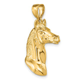 10k Yellow Gold Horse Head Pendant, Detailed 3D Western Animal Charm for Men and Women
