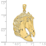 10k Yellow Gold Horse Head Pendant with Long Mane, Western Equestrian Design