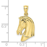 10k Yellow Gold Horse Head Pendant, Detailed Equestrian Animal Design for Men or Unisex