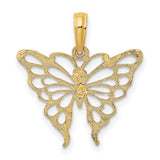 10k Yellow Gold Butterfly Pendant with Openwork Design, Symbol of Transformation and Growth