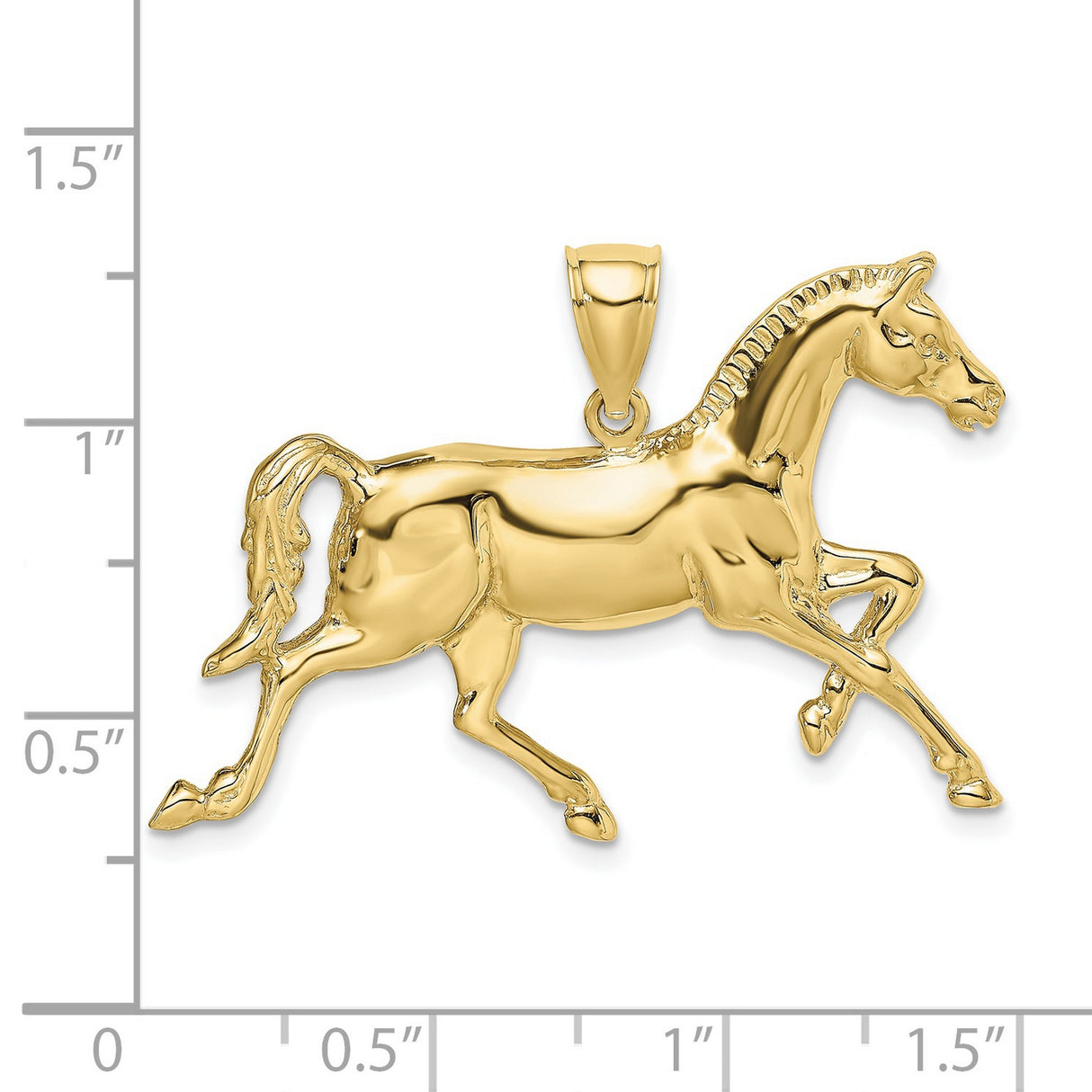 10k Yellow Gold Horse Pendant, Detailed Running Horse Design, Symbolic Equestrian Jewelry
