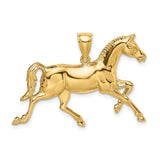10k Yellow Gold Horse Pendant, Detailed Running Horse Design, Symbolic Equestrian Jewelry