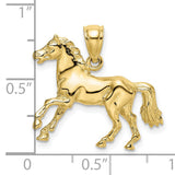 10k Yellow Gold Horse Pendant, Prancing Equine Design, Western Animal Charm for Women or Unisex