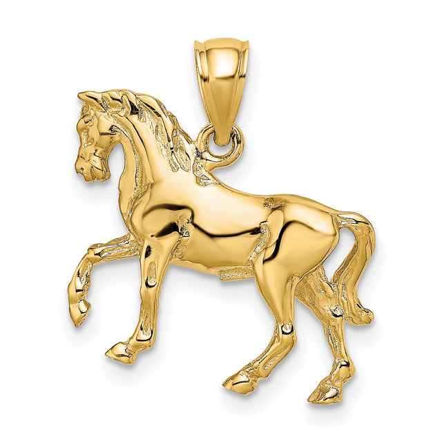 3-D Horse Charm Pendant in Real 10k Yellow Gold