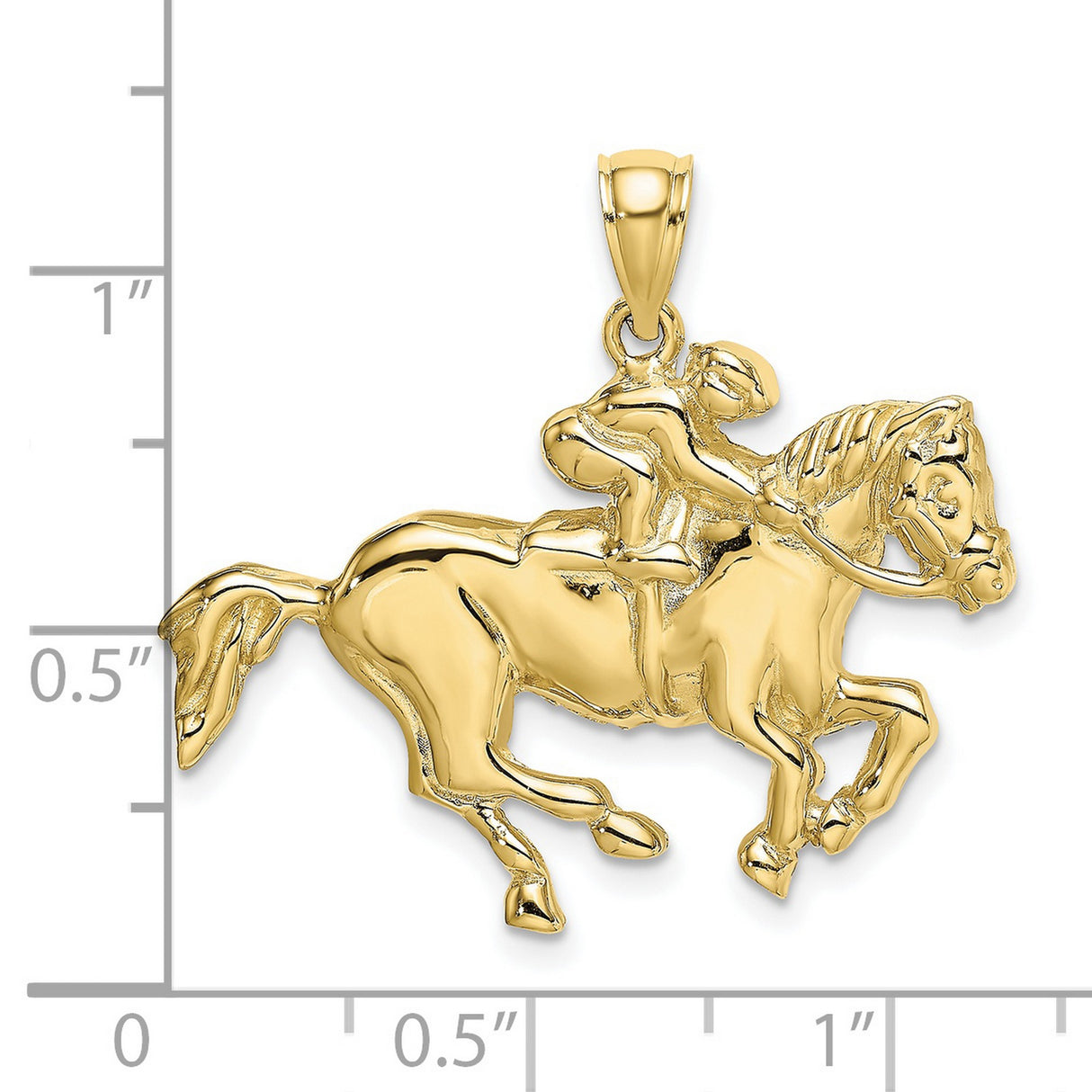 10k Yellow Gold Pendant, Horse and Jockey Equestrian Design for Men or Women