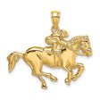 10k Yellow Gold Pendant, Horse and Jockey Equestrian Design for Men or Women
