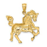 10k Yellow Gold Horse Pendant with Raised Prancing Horse Design, Symbol of Strength and Grace