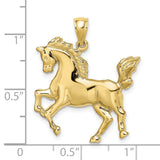 10k Yellow Gold Horse Pendant with Raised Prancing Horse Design, Symbol of Strength and Grace