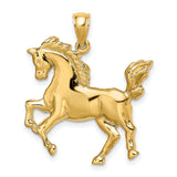 10k Yellow Gold Horse Pendant with Raised Prancing Horse Design, Symbol of Strength and Grace