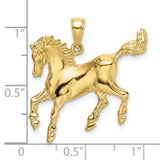 10k Yellow Gold Horse Pendant with Rearing Stallion Design, Western Style Animal Charm