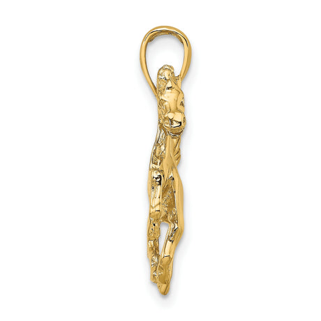 10k Yellow Gold Horse Pendant with Detailed Trotting Horse Motif, Western Equestrian Style