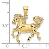 10k Yellow Gold Horse Pendant with Detailed Trotting Horse Motif, Western Equestrian Style