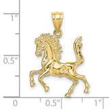 10k Yellow Gold Horse Pendant, Rearing Stallion Charm in 3D Western Style for Men and Women