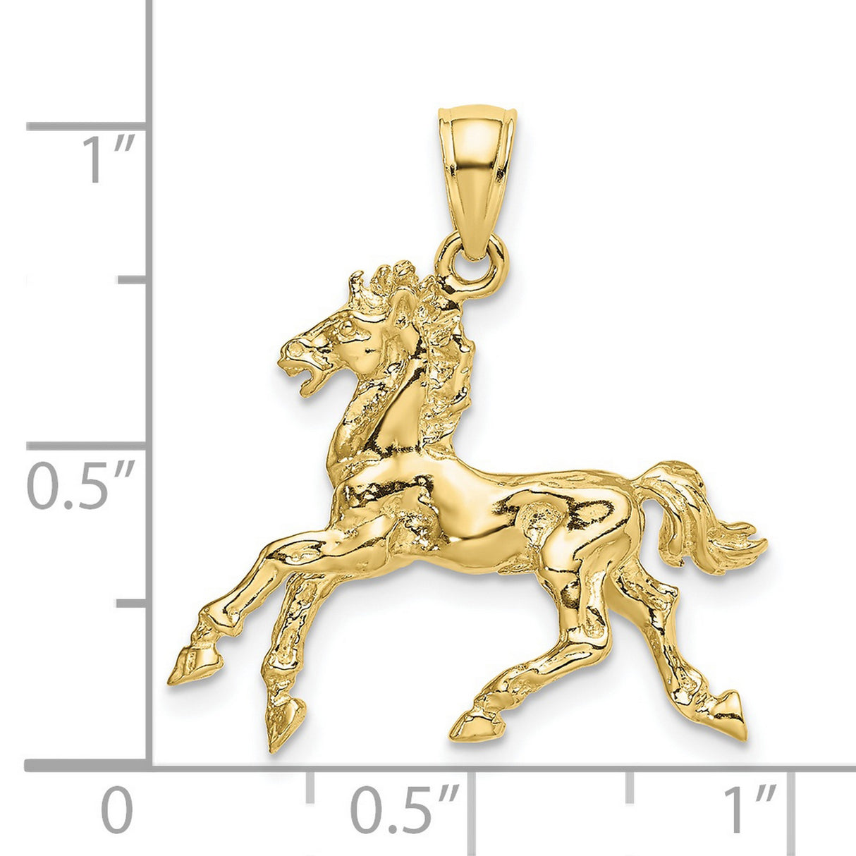 10k Yellow Gold Pendant, Rearing Stallion Horse Design, Equestrian Western Style