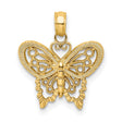 10k Yellow Gold Butterfly Pendant with Filigree Design, Lightweight Openwork Charm