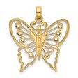 10k Yellow Gold Butterfly Pendant with Filigree Openwork Design and Graceful Curves