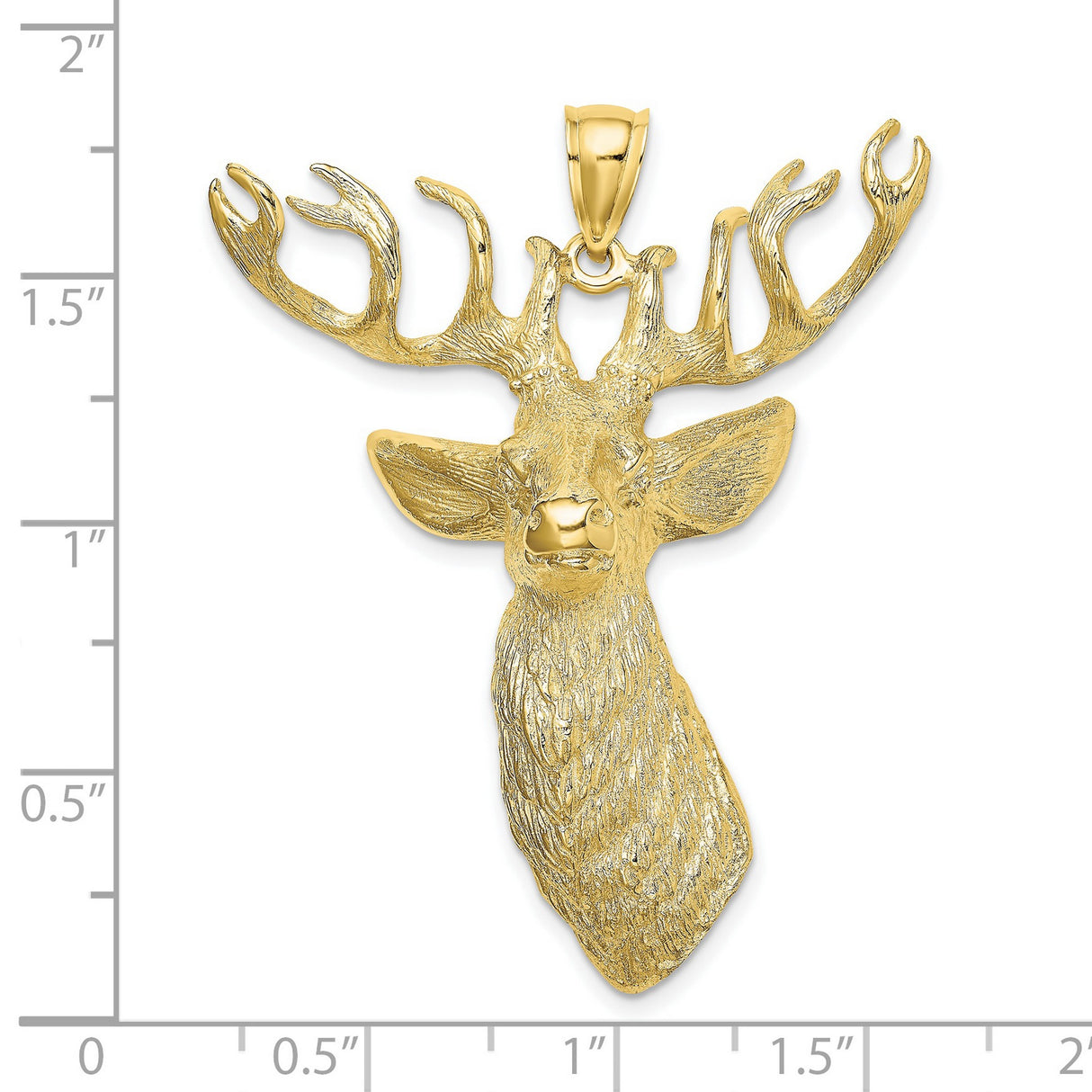 10k Yellow Gold Deer Head Pendant with Antlers, Rugged Hunting Charm for Men