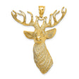 10k Yellow Gold Deer Head Pendant with Antlers, Rugged Hunting Charm for Men