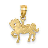 10k Yellow Gold Carousel Horse Pendant, Whimsical Vintage Carnival Charm for Women