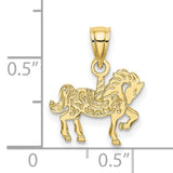 10k Yellow Gold Carousel Horse Pendant, Whimsical Vintage Carnival Charm for Women