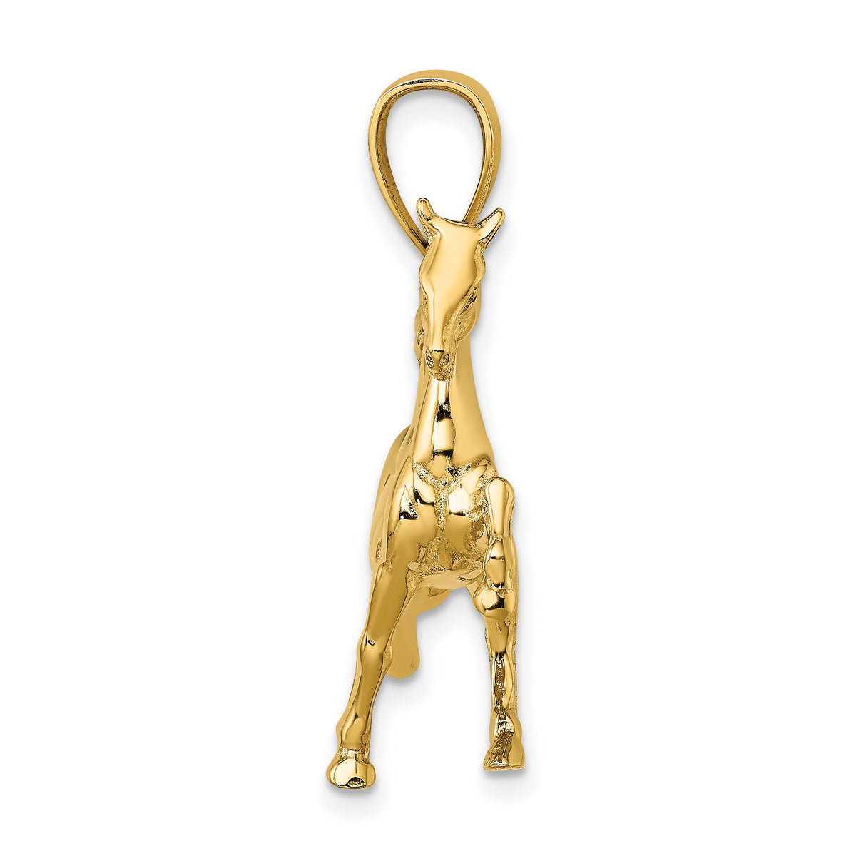 10k Yellow Gold Rearing Stallion Pendant, Horse Charm with Western Detail for Men or Women