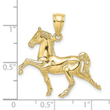 10k Yellow Gold Rearing Stallion Pendant, Horse Charm with Western Detail for Men or Women