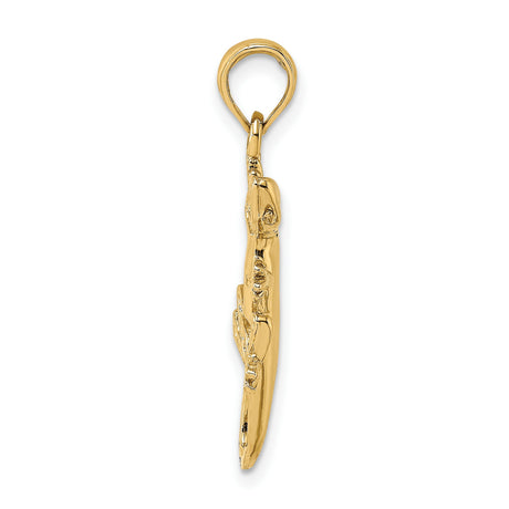10k Yellow Gold Gecko Lizard Pendant Charm, Sleek Naturalistic Animal Design, Unisex