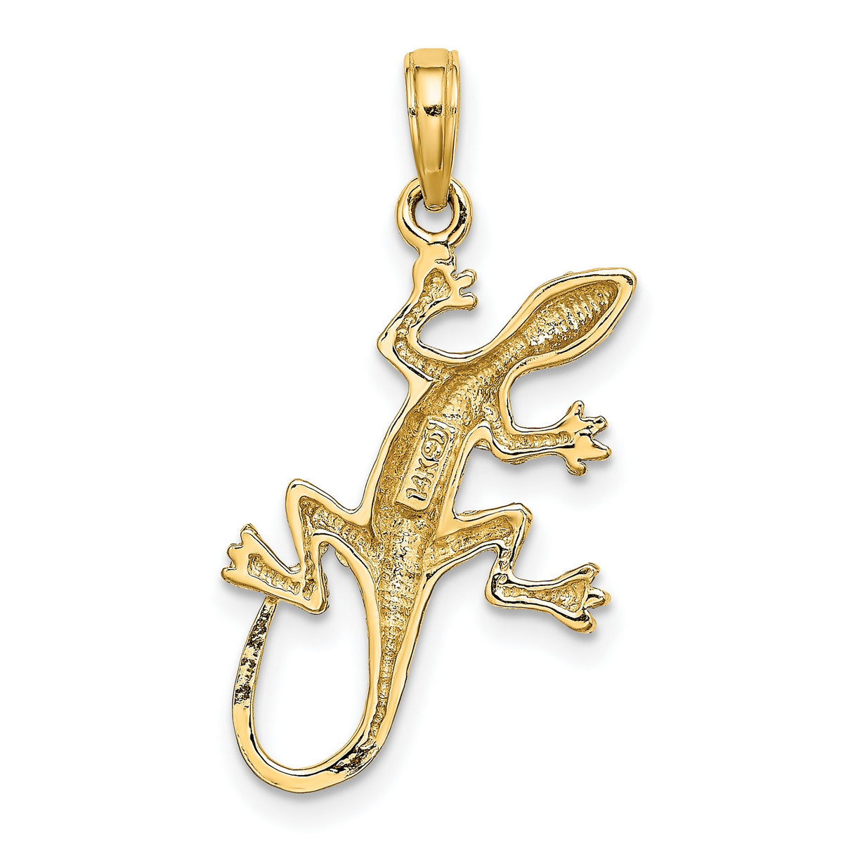 10k Yellow Gold Gecko Lizard Pendant Charm, Sleek Naturalistic Animal Design, Unisex