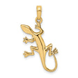 10k Yellow Gold Gecko Lizard Pendant Charm, Sleek Naturalistic Animal Design, Unisex