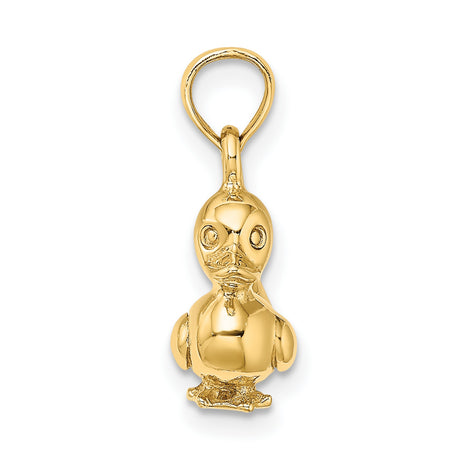 10k Yellow Gold Duck Pendant with 3D Rubber Duck Design, Animal Charm for Women