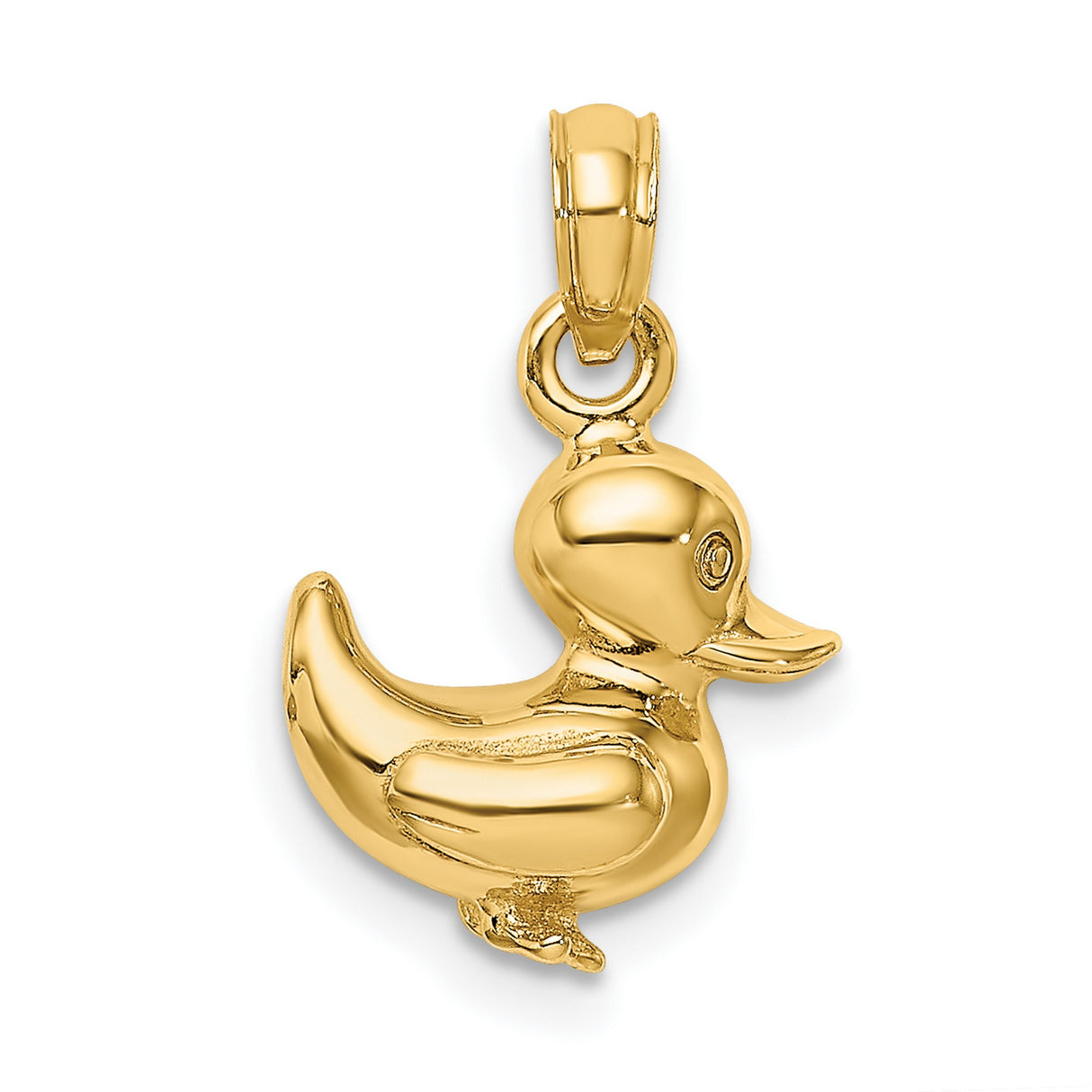10k Yellow Gold Duck Pendant with 3D Rubber Duck Design, Animal Charm for Women