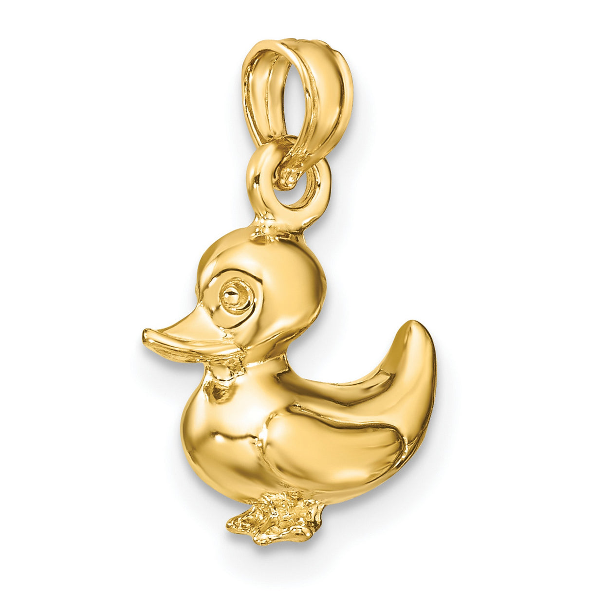 10k Yellow Gold Duck Pendant with 3D Rubber Duck Design, Animal Charm for Women
