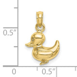 10k Yellow Gold Duck Pendant with 3D Rubber Duck Design, Animal Charm for Women