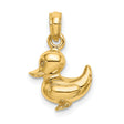 10k Yellow Gold Duck Pendant with 3D Rubber Duck Design, Animal Charm for Women
