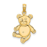 10k Yellow Gold Teddy Bear Pendant, Reversible Charm with Sentimental Design for Women or Adults