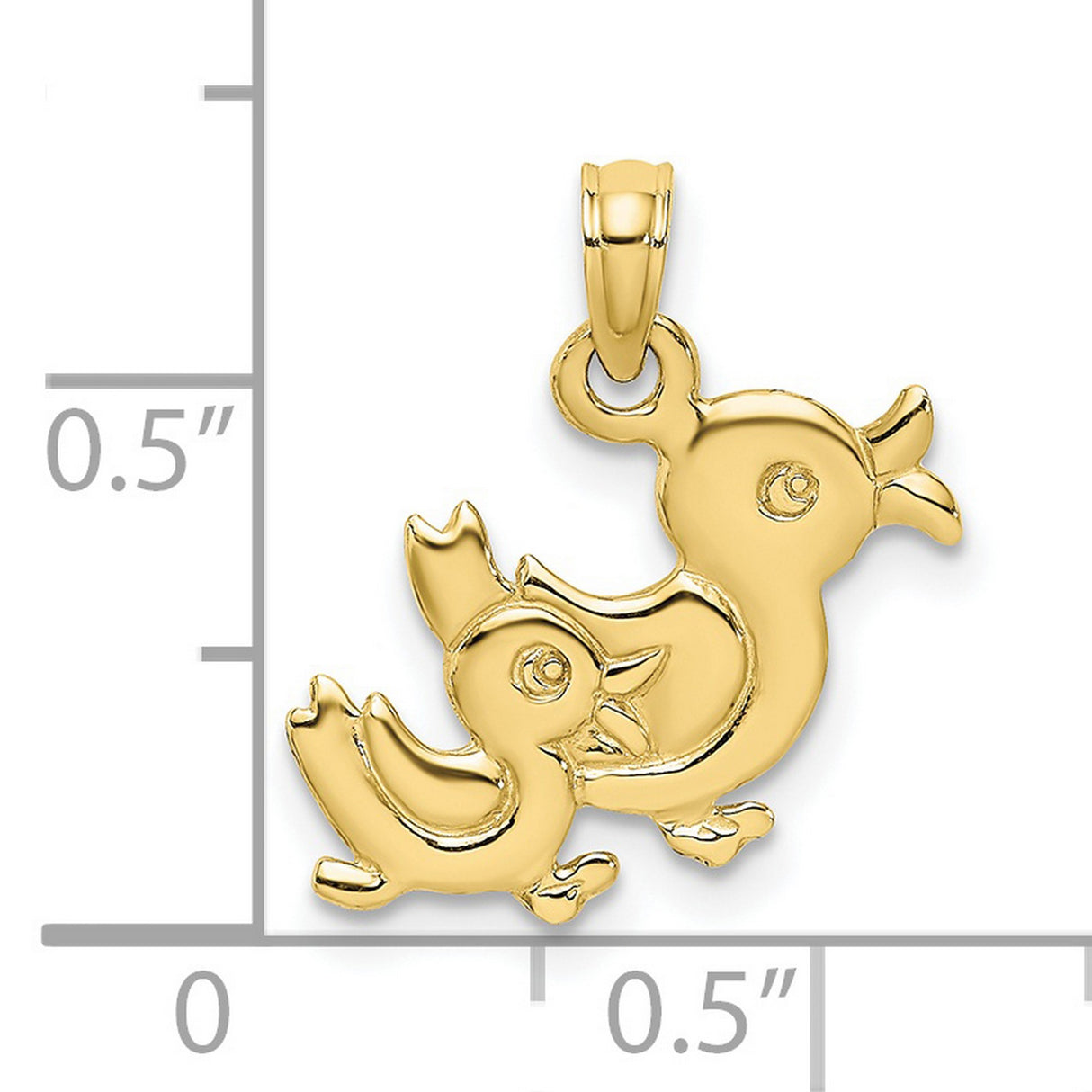 10k Yellow Gold Pendant with Mother and Baby Duck, Symbol of Family and Maternal Love