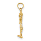 10k Yellow Gold Flamingo Pendant, Textured Standing Bird Charm, Nature-Inspired Jewelry for Women