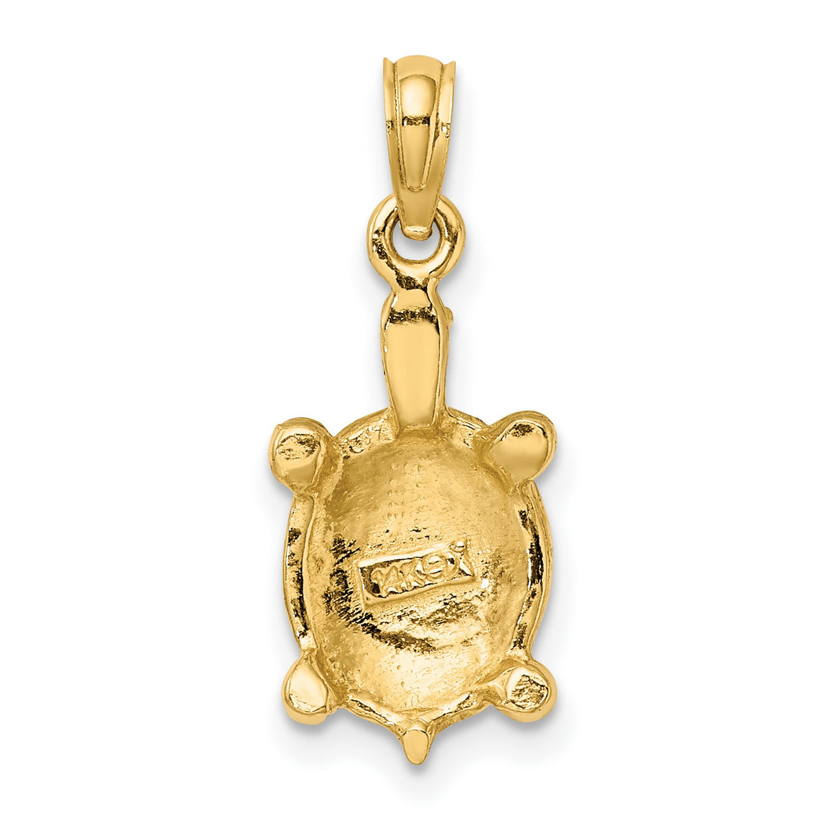 10k Yellow Gold Turtle Pendant with Green Enamel Shell, Nautical Animal Charm