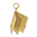 10k Yellow Gold Book Locket Pendant with Green Shamrock, Irish Heritage Keepsake Jewelry