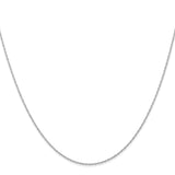 10K White Gold 0.6 mm Polished Chain Necklace, Solid