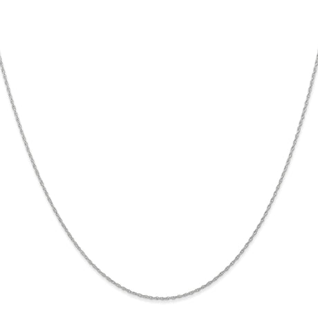 10K White Gold 0.6 mm Polished Chain Necklace, Solid