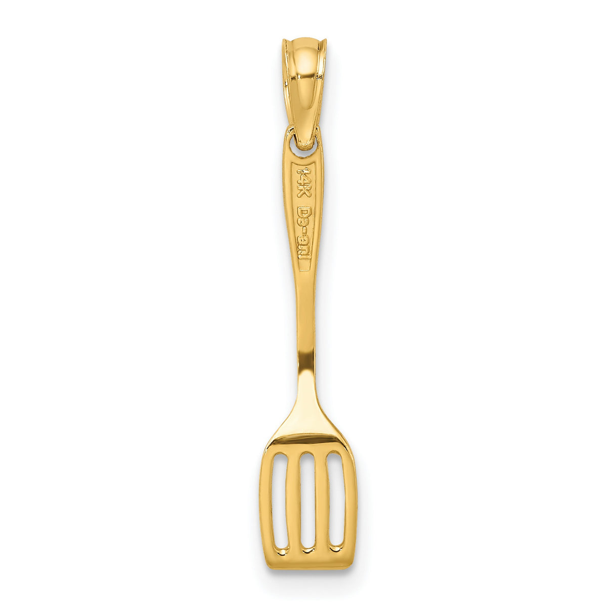 10k Yellow Gold Spatula Pendant, High Polish Kitchen Utensil Design for Chefs or Foodies