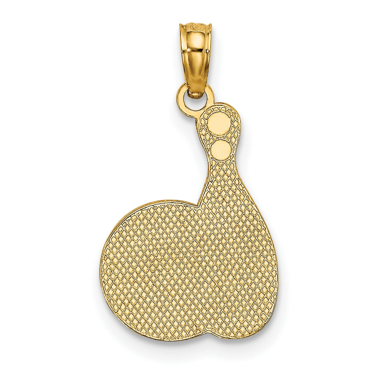 10k Yellow Gold Bowling Pin and Ball Pendant with Red Black White Enamel Accents