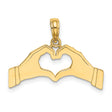 10k Yellow Gold Heart Hands Pendant, Symbol of Love and Unity, Minimalist Charm